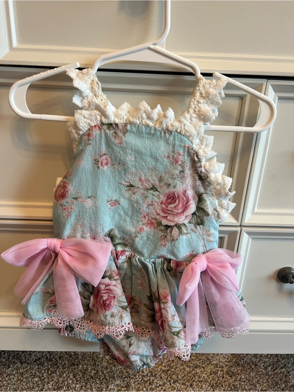 Floral Baby Romper with Pink Bows